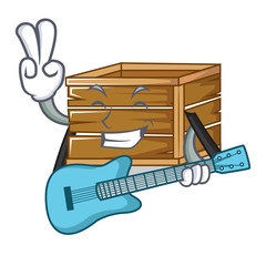 Poster - With guitar crate mascot cartoon style