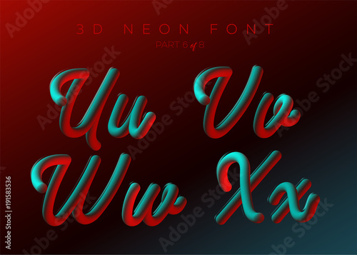 3d Neon Led Font Liquid Matte Rounded Type Neon Bubble Typeset