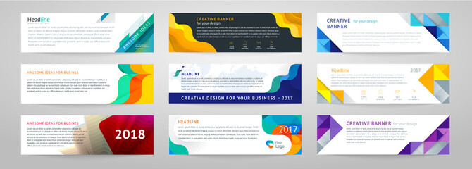 vector set of abstract horizontal banner