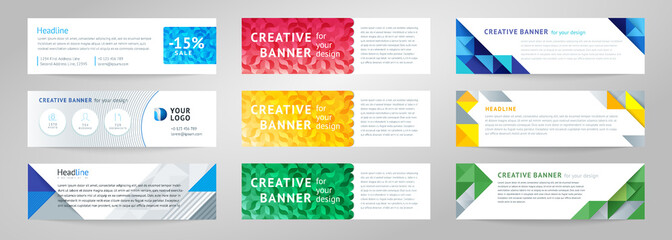 vector set of abstract horizontal banner