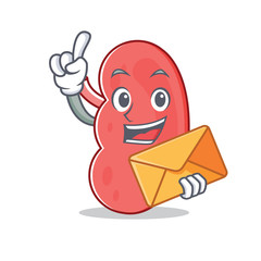 Poster - With envelope kidney character cartoon style