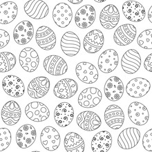 Doodle Of Easter Eggs Set Collection On White Background