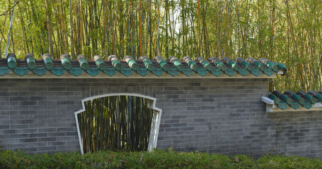 Wall Mural - Chinese style park and bamboo tree