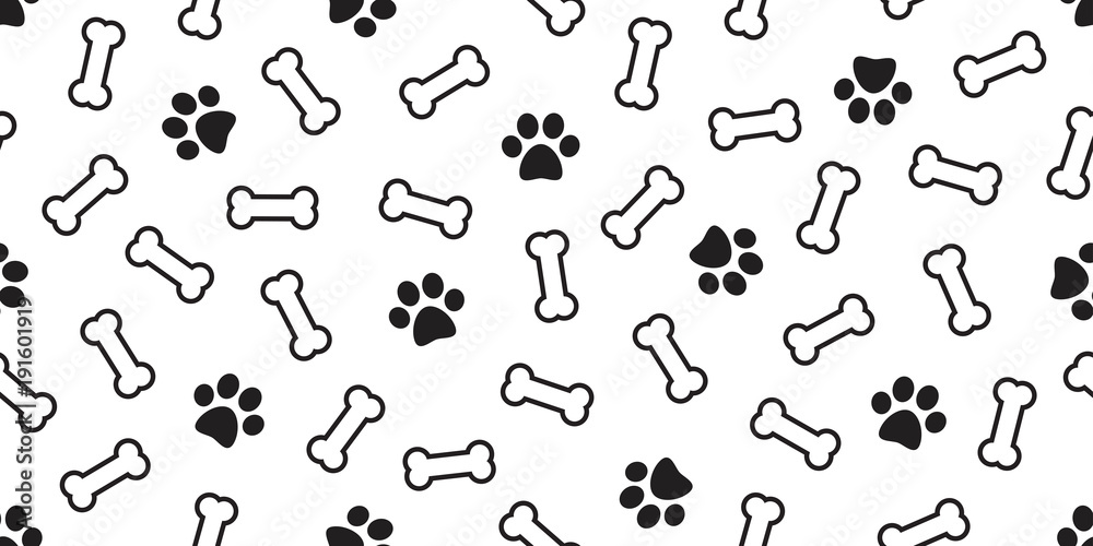 Dog Bone vector dog paw doodle Seamless pattern isolated wallpaper background - obrazy, fototapety, plakaty 