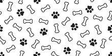 Dog Bone Vector Dog Paw Doodle Seamless Pattern Isolated Wallpaper Background