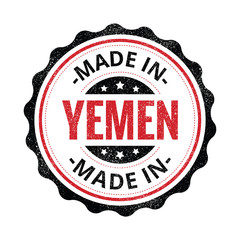 Wall Mural - Made in Yemen stamp isolated on white background. Yemen Label.