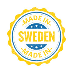 Wall Mural - Made in Sweden stamp isolated on white background. Sweden Label.