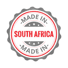 Wall Mural - Made in South Africa stamp isolated on white background. South Africa Label.