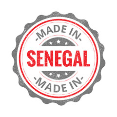 Wall Mural - Made in Senegal stamp isolated on white background. Senegal Label.