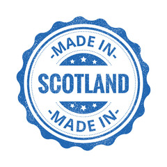 Wall Mural - Made in Scotland stamp isolated on white background. Scotland Label.