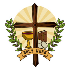 Poster - Holy week catholic tradition icon vector illustration graphic design