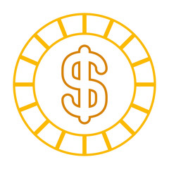 Poster - golden coin money dollar cash icon vector illustration line color design