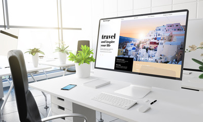 Canvas Print - computer office travel website