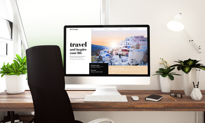 Wall Mural - computer travel website window