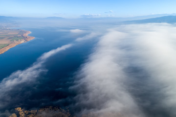  Aerial View. Flying over the clouds .