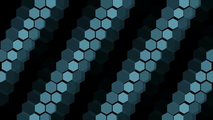 Poster - waves of blue moving hexahedrons
