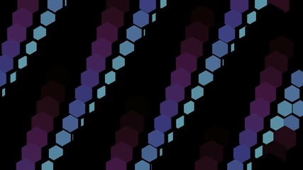 Poster - waves of blue moving hexahedrons. organic movements. endangered stripes.
