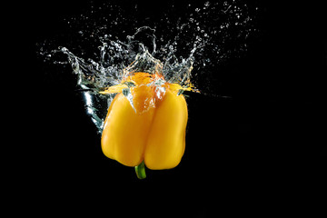 Wall Mural - bell pepper in water with splash