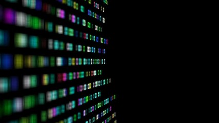 Poster - multi-colored numbers transmit a binary code code to the center of the screen. depth of field. place for text.events programmers. cinematic background.