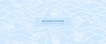 Long Banner Background Pattern Blue Sea Waves