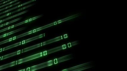 Poster - end of line of code. pattern green rays transmit binary code code to the center of the screen. place for text .events programmers. cinematic background.
