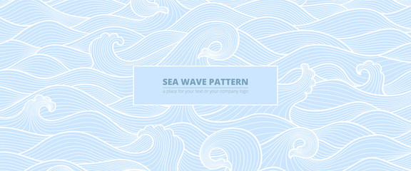 long banner background pattern blue sea waves