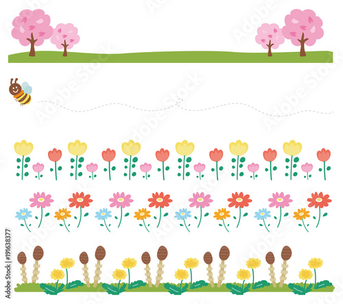 春の飾り枠 ラインのイラスト素材 花 自然 Stock ベクター Adobe Stock