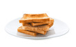© Africa Studio - Plate with toasted bread on white background