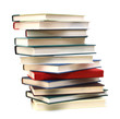 © ImagesMy - High books stack isolated on white background