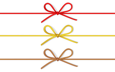 Wall Mural - set of decorative string bow with horizontal thin rope isolated on white background. vector twine wi