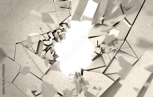 Imagen Conceptual De Agujero Y Grietas En Muro O Pared De Cemento