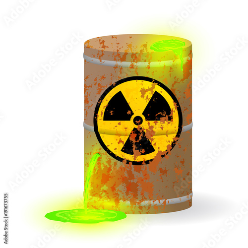 Fotografie, Obraz Chemical radioactive waste in a rusty barrel
