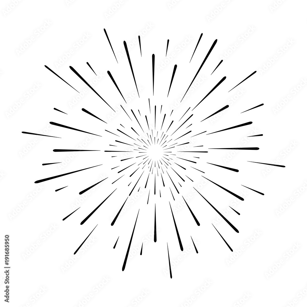 Abstract Firework Shape Abstract festive firework shape. Burst light rays. Exploding graphic ...
