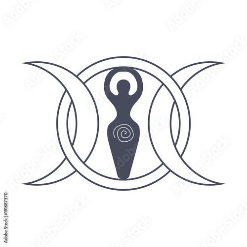 Photographie Vector illustration for Wiccan community: Spiral Goddess also known as Luna or Tripple Goddess symbol