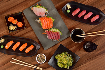 Canvas Print - Japanese food table up view