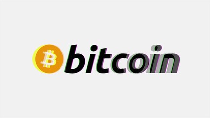 Aufkleber - Bitcoin symbol appearing and exploding on the white background. Bitcoin Logo 3D Animation Bitcoin Crypto Currency Logo slowly rotates in a 3D studio environment.