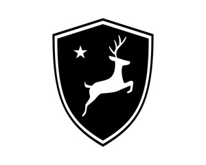 Wall Mural - black shield reindeer deer elk stag image vector icon logo