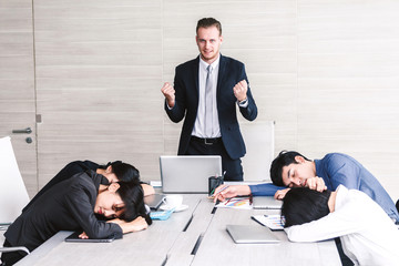 Group of business people sleeping at the meeting