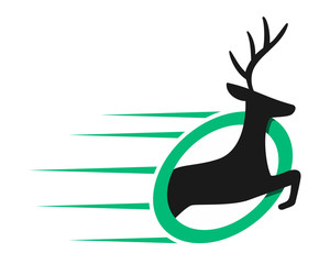 Sticker - running deer reindeer deer elk stag image vector icon logo silhouette