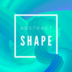 Poster - 3d abstract wavy colorful object isolated on geometric futuristic background with white frame. vecto