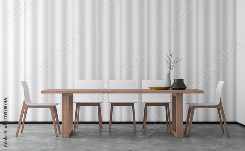 Fotografía Minimal style dining room 3d rendering image