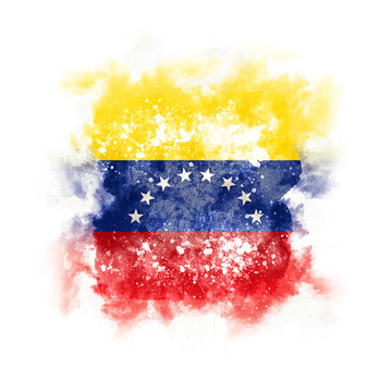 Square grunge flag of venezuela