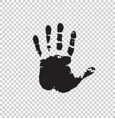 Black silhouette of human hand print isolated