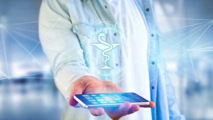 Poster - Pharmacy medical icon on a futuristic interface