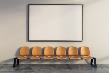 Poster - Modern airport interior with empty poster