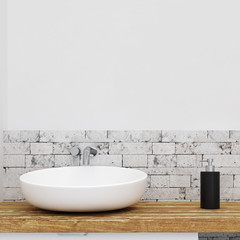 Wall Mural - Sink in white bathroom