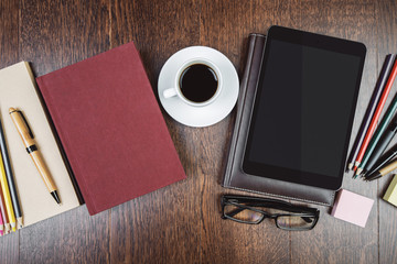 Poster - Creative workspace with empty tablet