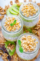 Wall Mural - Chia pudding with kiwi and walnuts