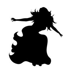 Poster - Vector silhouette of woman who dance on white background.