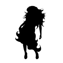 Poster - Vector silhouette of woman who dance on white background.